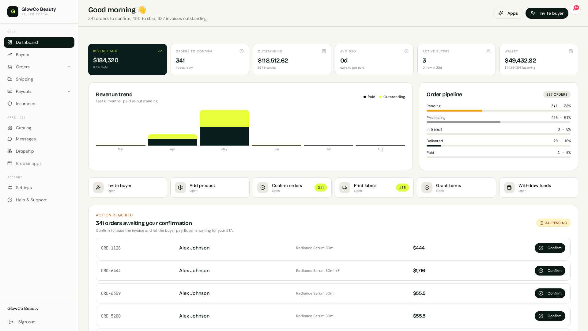 Verqo seller dashboard